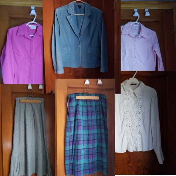 Vintage 80s, tartan check, pleated, lined skirt side opening, L, US 16, purple+ - Picture 9 of 9